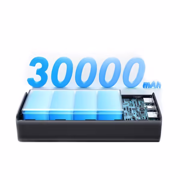 30,000mAh Powerbank con 2 Puertos USB-A, 1 USB-C. Potencia de 22,5W y pantalla display - Imagen 2