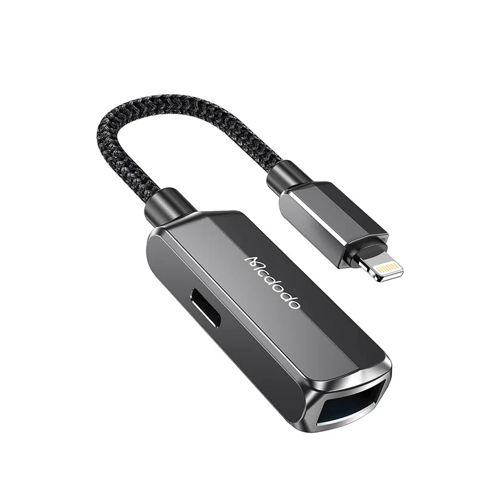 De USB 3.0 OTG A Lightning + Lightning de carga. Soporta Disco Duro. iPhone/iPad